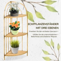Outsunny Plantenstandaard, bloemenrek, 3 niveaus, roestvrij afwerking, metalen frame, lichtbruin, 36,5 x 36,5 x 108 cm(m-4)