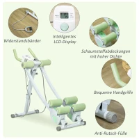 SPORTNOW Bauchtrainer, klappbar, 2 Gleitschienen, 2 Widerstandsbänder, Stahl, weiß, 95 x 40 x 90 cm(m-7)