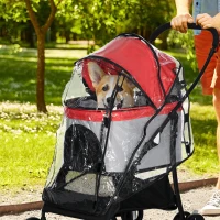 PawHut Rain Cover for Dog Pram Stroller, with Front and Rear Entry(m-10)