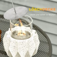 Outsunny Tischkamin in Steinoptik, Windschutz, Feuerstelle mit Brennkammer, Windlicht, Grau(m-5)