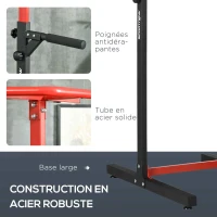 SPORTNOW Station de musculation multifonction avec barre de traction hauteur réglable sur 6 positions noir et rouge(m-6)