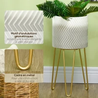 Outsunny Lot de 2 supports cache-pots ronds pour plantes en métal avec pieds épingles hauteurs 67 et 52 cm gris(m-5)