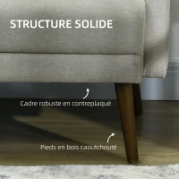 HOMCOM Canapé banquette 2 places design scandinave avec 2 coussins inclus 135 x 74 x 82 cm pieds en bois gris(m-6)