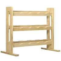 HOMCOM Hantelständer, für 12 Hanteln, bis 150 kg, 3 Ebenen, Buchenholz, 118 x 60 x 100 cm(m-1)