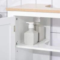 kleankin Móvel para Lavatório Pousar com 2 Portas e Prateleira Ajustável Estilo Moderno 60x30x60cm Branco e Madeira(m-7)