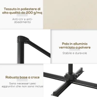 Outsunny Ombrellone da Giardino con Angolazione Regolabile su 5 Livelli e a 360°, 2.5x2.5 m, color Crema(m-7)