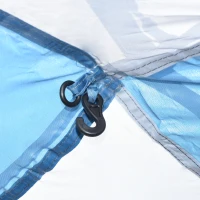 Outsunny kampeertent voor 3-4 personen, twee deuren, gaasraam, blauw, 4,75 x 2,64 x 1,50 m(m-8)