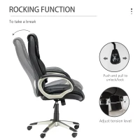 HOMCOM Home Office Chair High Back Computer Desk Chair with Faux Leather Adjustable Height Rocking Function Black(m-5)