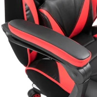 Vinsetto Computer Gaming Chair, Racing Desk Chair with Lumbar Support and Footrest, PU Leather Gamer Chair with Headrest and Swivel Wheels for Home, Red(m-9)