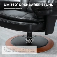 HOMCOM Fauteuil met voetenbank, relaxfauteuil, 360° draaibaar, verstelbare rugleuning, zwart+bruin(m-5)