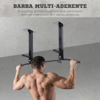 HOMCOM Barra de Elevação de Parede barra Pull-Up de Aço para Treino em Casa Carga Máxima 150 kg 105,5x28x49 cm Preto(m-5)