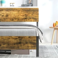 HOMCOM Cama de Matrimonio de Estilo Rústico 162x207 cm Cama Doble con Somier de Acero y Cabezal y Pie de Cama de Melamina(m-8)
