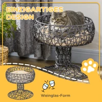 PawHut Katzenbett in Weinglasform, inkl. waschbarem Kissen, Katzenkorb, Haustierbett, Violett(m-4)