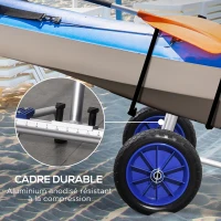 SPORTNOW Chariot de transport universel pour canoë, kayak, stand-up paddle largeur réglable béquille et 2 grandes roues(m-7)