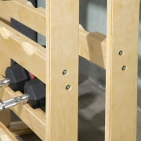 HOMCOM Hantelständer, für 12 Hanteln, bis 150 kg, 3 Ebenen, Buchenholz, 118 x 60 x 100 cm(m-9)