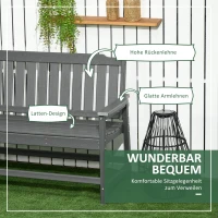 Outsunny Gartenbank im Landhausstil, wetterbeständing, 2-Sitzer, 124 cm x 60 cm x 87 cm, Dunkelgrau(m-4)