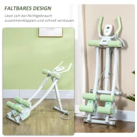 SPORTNOW Bauchtrainer, klappbar, 2 Gleitschienen, 2 Widerstandsbänder, Stahl, weiß, 95 x 40 x 90 cm(m-5)