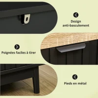 HOMCOM Commode meuble de rangement 4 tiroirs pieds en métal style contemporain 80 x 35 x 80 cm naturel et noir(m-6)