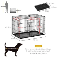 PawHut Hundekäfig, Hundebox, Transportkäfig, herausnehmbare Bodenwanne, klappbar, 92 x 57 x 62,5 cm, Schwarz(m-3)