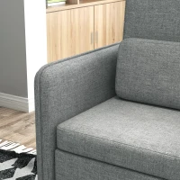 HOMCOM Poltroncina Moderna con Tessuto effetto Lino, Gambe in Acciaio e Tasche laterali, 72x72x90cm, Grigio(m-8)