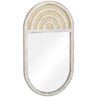 HOMCOM Lustro ścienna, Lustro w salonie, 50 x 90 cm Lustro na korytarz z wyglądem rattanu(m-1)