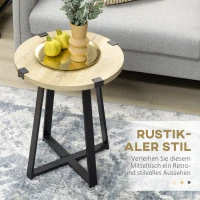 HOMCOM Stolik kawowy okrągły, stolik pomocniczy, stolik do salonu z naturalnym wykończeniem drewna(m-4)