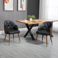 HOMCOM Krzesło do jadalni, zestaw 2 krzeseł z oparciem do kuchni, skóra ekologiczna(m-2)