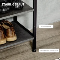 HOMCOM Schuhregal, für 12 Schuhpaare, mit 1 Schublade, 3 Regalböden, Stahlrahmen, schwarz, 80 x 30 x 95 cm(m-5)