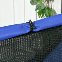 PawHut Caseta para Perros Grandes 110x76x110 cm Cama Elevada para Mascotas con Cubierta Desmontable y Ventanas de Malla Azul(m-8)