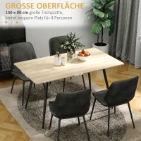 HOMCOM Skandi design eettafel, keukentafel, voor 4 personen, houtlook, 140 cm x 80 cm x 76 cm, naturel + zwart(m-5)