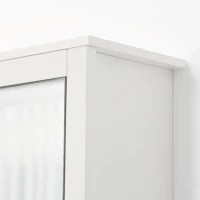 HOMCOM Armario de Pared con Espejo Armario Colgante con 2 Puertas de Vidrio y Estante de Almacenaje 80x20x65 cm Blanco(m-8)