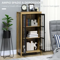 HOMCOM Credenza Moderna a 2 Ante in Vetro e legno, 60x35x120cm, Marrone(m-5)