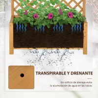 Outsunny Jardinera con Celosía de Madera para Enredaderas Cultivo de Plantas para Patio Terraza 90x45x180 Madera Natural(m-5)