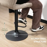 HOMCOM Bar Stools, Set of 2 Breakfast Bar Chairs, Swivel Barstools with Backrest and Footrest, Steel Frame Diamond Pattern PU, for Kitchen Counter, Dining Room, Light Khaki(m-7)