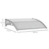 Outsunny Door Canopy Awning Outdoor Window Rain Shelter Cover for Front/Back Door Porch Clear 100 x 75cm(m-3)
