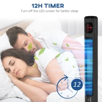 HOMCOM 38'' Freestanding Tower Fan, 3 Speed 3 Mode, 12h Timer, 70 Degree Oscillation, LED Panel, 5M Remote Controller, Dark Grey(m-7)