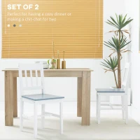 HOMCOM Dining Chairs Set of 2, Kitchen Chair with Slat Back, Pine Wood Structure for Living Room and Dining Room, White(m-4)