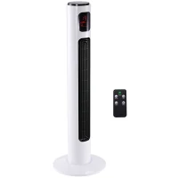 HOMCOM 38'' Freestanding Tower Fan, 3 Speed 3 Mode, 12h Timer, 70 Degree Oscillation, LED Panel, 5M Remote Controller, White(m-1)