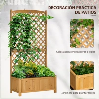 Outsunny Jardinera con Celosía de Madera para Enredaderas Cultivo de Plantas para Patio Terraza 90x45x180 Madera Natural(m-4)