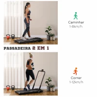 SPORTNOW Passadeira Dobrável 2 em 1 com Velocidade 12km/h Superfície de Corrida 36x105 cm e Controlo Remoto 135x65x105 cm Preto(m-4)