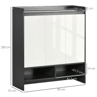 HOMCOM High Gloss Shoe Cabinet with White Doors and Open Shelves, Hallway Shoe Cupboard Storage Organizer for 19 Pairs of Shoes, Grey(m-3)