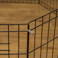 PawHut Parque para Cães 8 Painéis Dobráveis Gaiola Metálica para Animais de Estimação com Porta e Dupla Fechadura 76x61cm Preto(m-8)