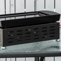 Outsunny Chapa a Gás de Mesa com 2 Queimadores de Aço Inoxidável 6 kW Portátil para Piquenique Campismo 48,5x46x21 cm Preto e Prata(m-9)