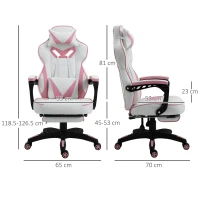 Vinsetto Computer Gaming Chair, Racing Desk Chair with Lumbar Support and Footrest, PU Leather Gamer Chair with Headrest and Swivel Wheels for Home, Pink(m-3)
