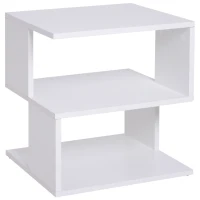 HOMCOM Side Table Square Coffee Table Modern End Table with 2 Tier Storage Shelves for Living Room, Bedroom, White(m-1)