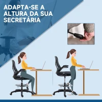 Vinsetto Cadeira de Escritório com Suporte Lombar Apoio para os Braços Dobrável e Altura Ajustável 59x65x102-122 cm Preto(m-5)