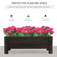 Outsunny 58L Garden Raised Bed Planter Grow Containers for Outdoor Patio Plant Flower Vegetable Pot Fir Wood, 100 x 36.5 x 36 cm, Carbonized Colour(m-4)