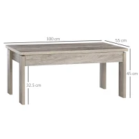 HOMCOM Tavolino Basso da Caffè in Truciolato Grigio per Soggiorno e Studio con Piano Rettangolare e 4 Gambe, 100x55x45 cm(m-3)