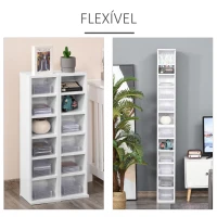 HOMCOM Estante para CD ou DVD com 12 Compartimentos para 204 CDs e Prateleira Ajustável 2 Unidades 21x22,5x88,5cm Branco(m-5)