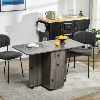 HOMCOM Multi-Storage Six-Person Drop Leaf Dining Table - Grey(m-2)